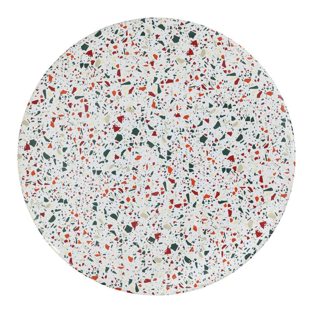 Xenia 17.75" White Ceramic Terrazzo Outdoor Accent Table