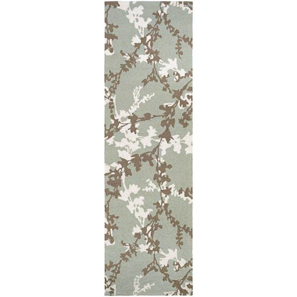 Couristan Covington Willow Branch Sage-Ivory 2 ft. 6 in. x 8 ft. 6 in. Indoor/Outdoor Runner Rug