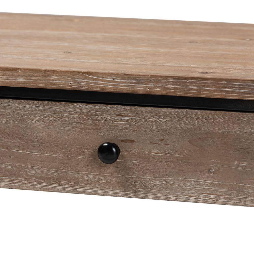 Roderick Fir Wood and Metal Rectangular Coffee Table with Storage