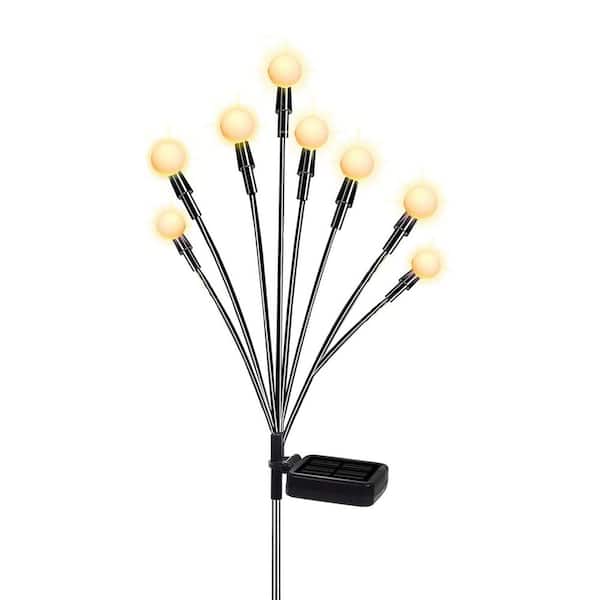 Solar Garden Lights Swaying by Wind Outdoor Decoration High Flexibility Iron Wire Heavy Bulb Base Warm White 2-Pack