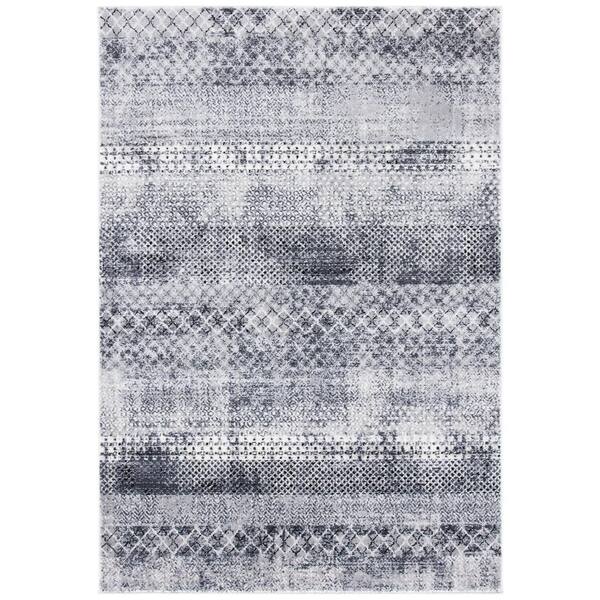 Amelia 2 ft. x 4 ft. Gray/Ivory Geometric Distressed Area Rug