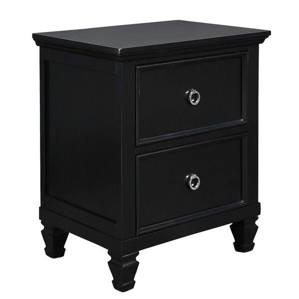 Benjara 24 in. Black 3-Drawer Wooden Nightstand BM223297 - The Home Depot