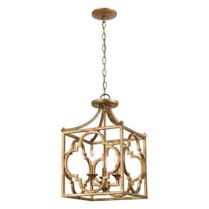 Biscoe 13 in. W 3-Light Antique Gold Chandelier with No Shades