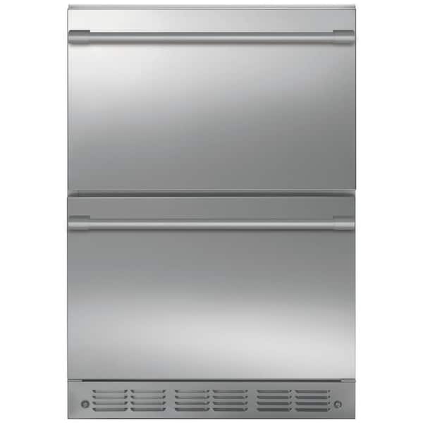 GE 24 in. 5.0 cu. ft. Undercounter Double Drawer Refrigerator in Stainless Steel