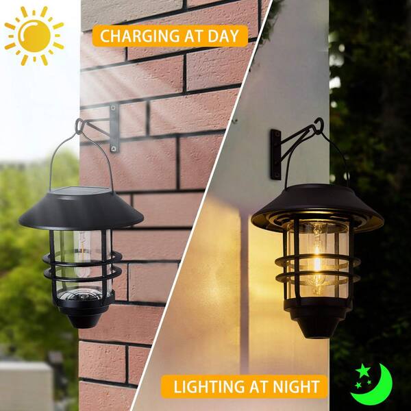 2/4Pack Solar Lanterns Hanging Solar Lights, 3 Modes Waterproof Hanging Lanterns  Outdoor Lights Flickering Flame Camping Lanterns Decoration For Tent Garden  Patio Pathway,Chrstmas Halloween Decor