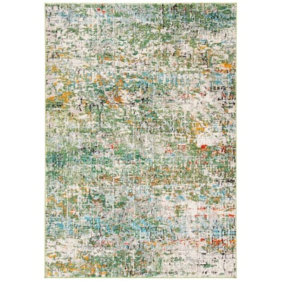 Madison Green/Turquoise 6 ft. x 9 ft. Geometric Area Rug