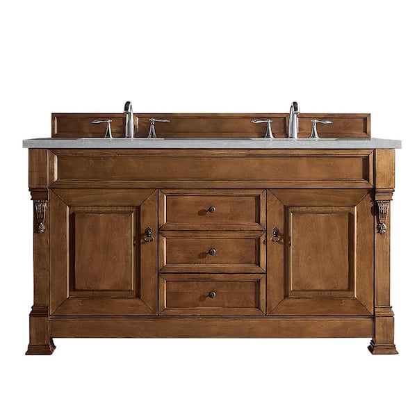 James Martin Vanities Brookfield 60 in. W x 23.5 in. D x 34.3 in. H Double Bath Vanity in Country Oak with Serena Quartz Top