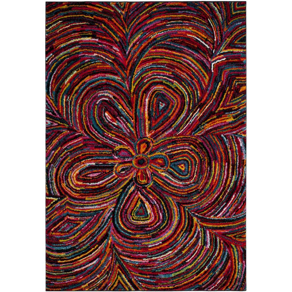 Psychedelic Art Inspired Multicolor Synthetic 4' x 6' Area Rug