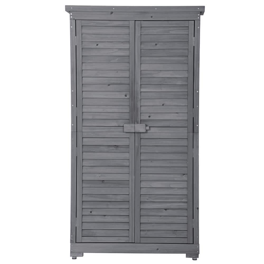2 ft. W x 3 ft. D Gray Wooden Garden Shed with Storage Cabinet and Wooden L