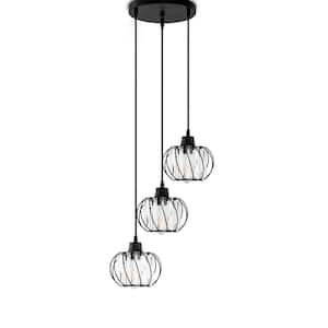 3-Light Black Cluster Kitchen Island Pendant Light Fixtures Mini Crystal Hanging Light and No Bulbs Included