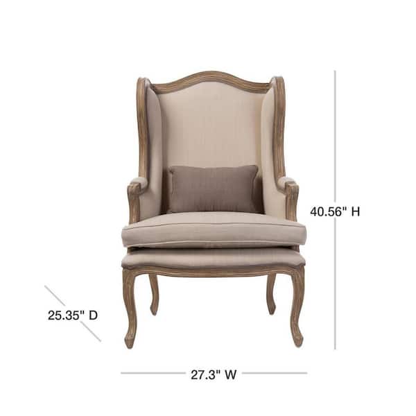 Baxton Studio Oreille French Inspired Beige Fabric Upholstered Accent Chair 28862 6652 Hd The Home Depot