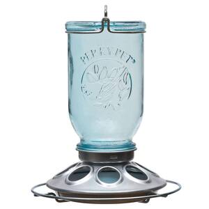 Blue Mason Jar Decorative Glass Hanging Bird Feeder - 1 lb. Capacity