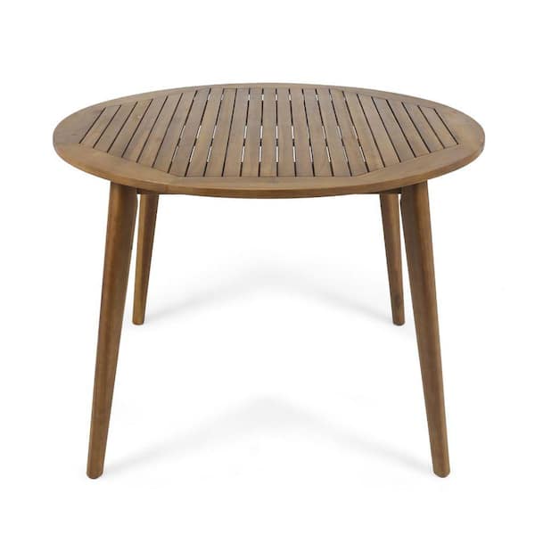 ITOPFOX Teak Acacia Wood Outdoor Accent Table Modern Round Water Resistant Sturdy Furniture for Backyard and Garden Decor