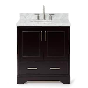 Stafford 31 in. W x 22 in. D x 36 in. H Single Sink Freestanding Bath Vanity in Espresso with Carrara White Marble Top
