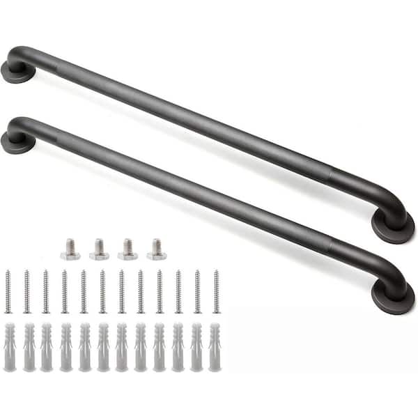 Aoibox 33.4 in. Concealed Screw Grab Bar, Anti-Slip Stainless Steel, for Shower Rail Support, Ideal for Seniors in Gray 2-Pack