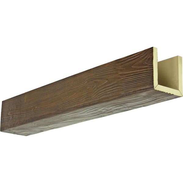 Ekena Millwork 6 in. x 8 in. x 16 ft. 3-Sided (U-Beam) Sandblasted Premium Hickory Faux Wood Ceiling Beam