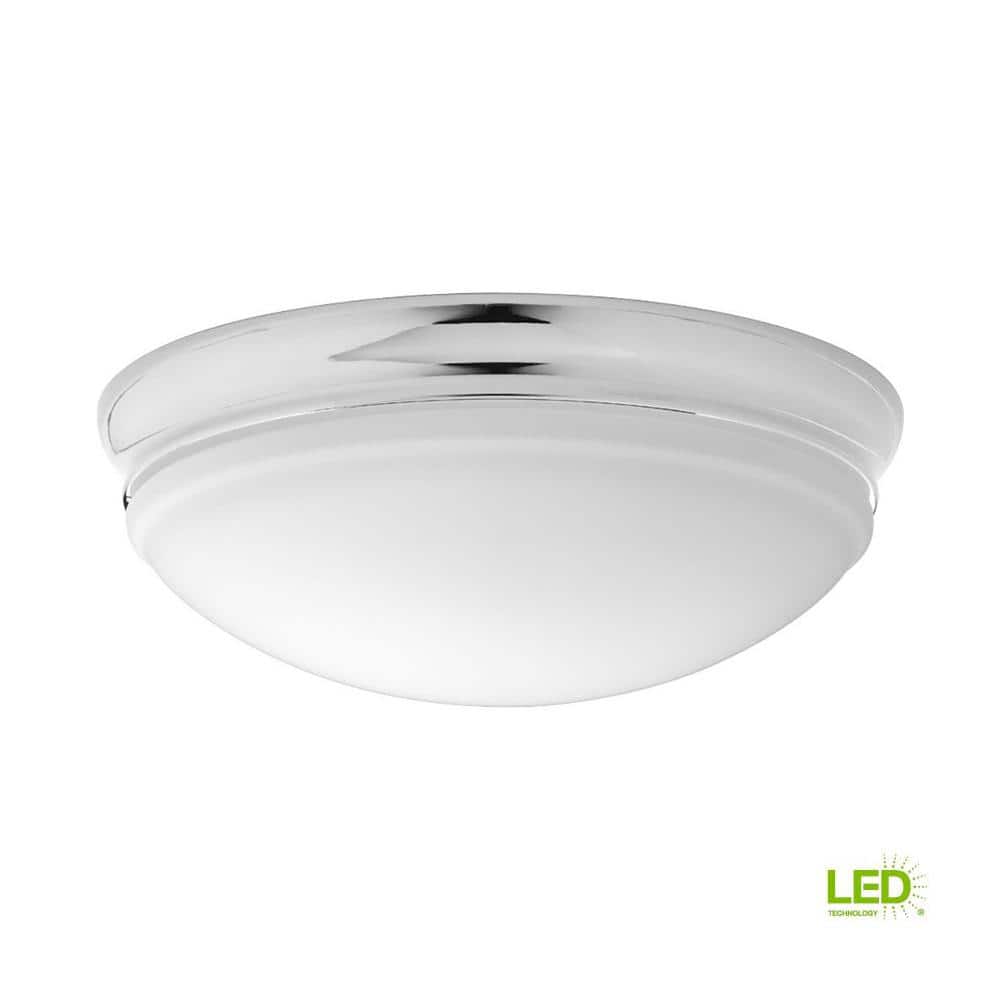 Polished Chrome 13.5" LED Flush Mount with Etched Glass