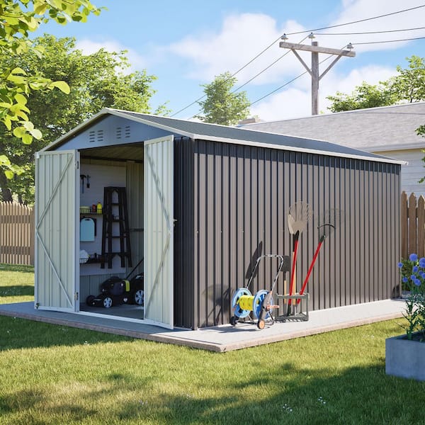 12 ft. W x 8 ft. D Metal Tool Shed with Aluminum Frame and