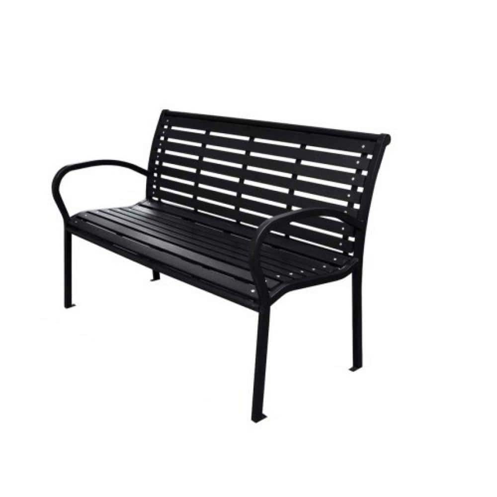45.7 in. Black Outdoor Patio Metal Steel Beach Chair