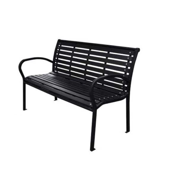 Unbranded 45.7 in. Black Outdoor Patio Metal Steel Beach Chair