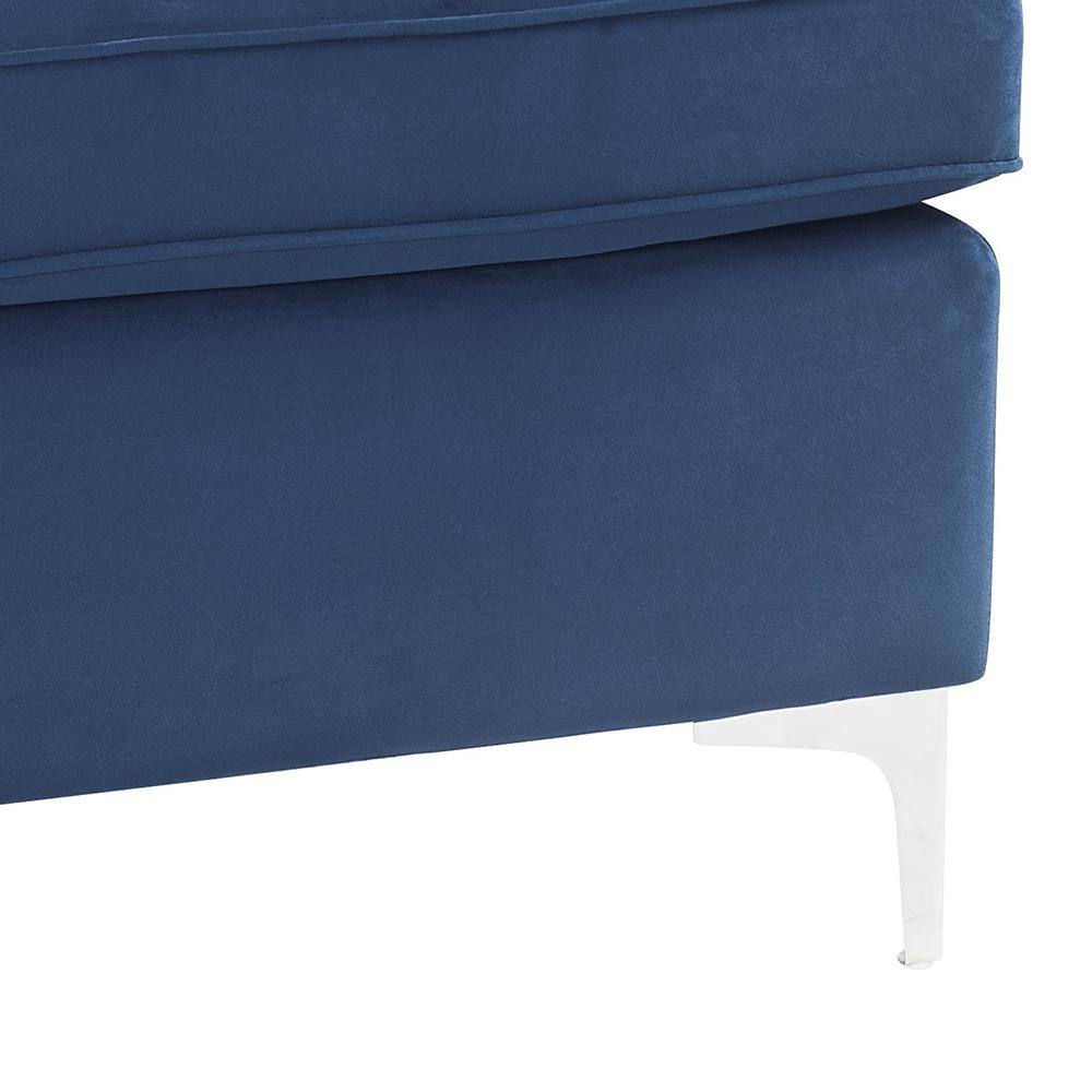 Luxurious Velvet Tufted Jaszira Ottoman in Blue