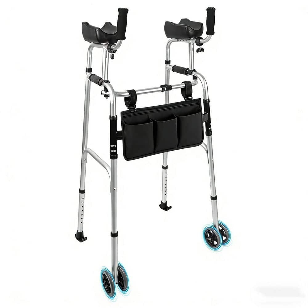 Dual-Wheel Stand up Walker with Ball Bearing Wheels and Armrest Pad, Height Adjustable Platform Walker with Arm Support price history on PriceWatchPro