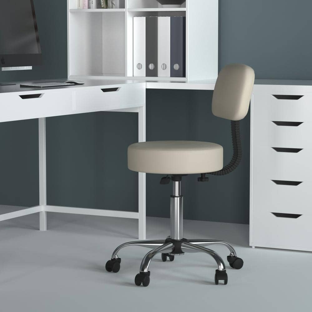 ErgoFlex Adjustable Beige Vinyl and Metal Medical Stool