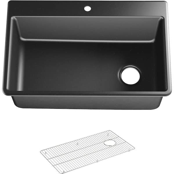 KOHLER Kennon Drop-in/Undermount Matte Stone 33 in. 1-Hole Single Bowl ... Kohler Kitchen