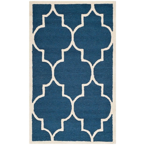 SAFAVIEH Cambridge Navy/Ivory 3 ft. x 5 ft. Border Geometric Trellis Area Rug