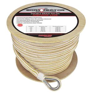 BoatTector Premium Double Braid Nylon Anchor Line with Thimble - 3/4 in. x 600 ft., White and Gold