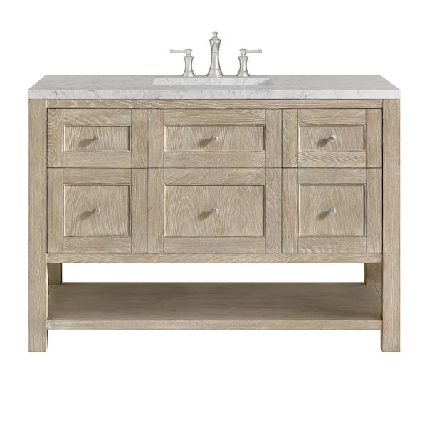 James Martin Vanities Breckenridge 48.0 in. W x 23.5 in. D x 34.18 in. H Single Bath Vanity Whitewashed Oak & Eternal Jasmine Pearl Quartz Top