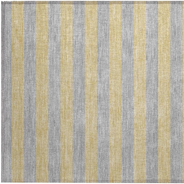 Silver 2 ft. x 3 ft. Woven Striped Polyester Rectangle Indoor/Outdoor Area Rug