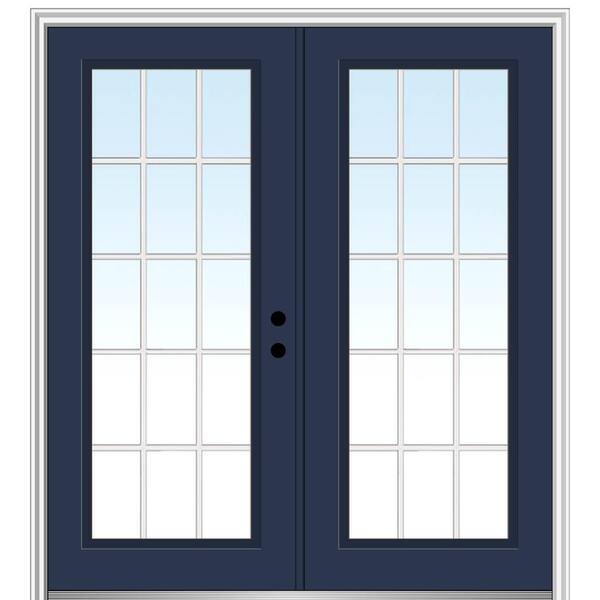 MMI Door 72 in. x 80 in. White Internal Grilles Left-Hand Inswing Full Lite Clear Glass Painted Steel Prehung Front Door