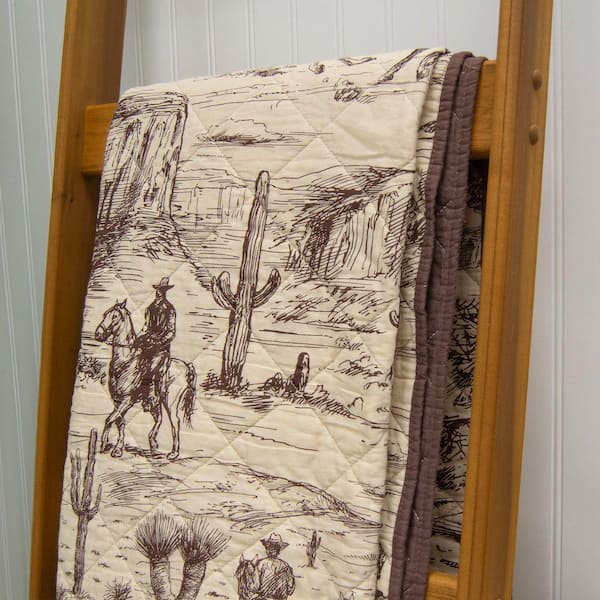 Cowboy Beige and Brown Cotton Throw Blanket