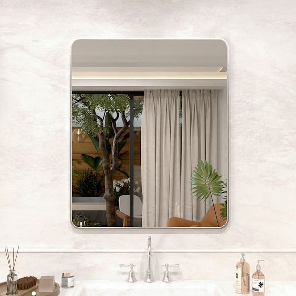 Vista 30 in. W x 36 in. H Rectangular Framed Wall Bathroom Vanity Mirror in Brushed Nickel