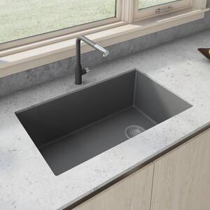 32 in. Single Bowl Undermount Granite Composite Kitchen Sink in Urban Gray
