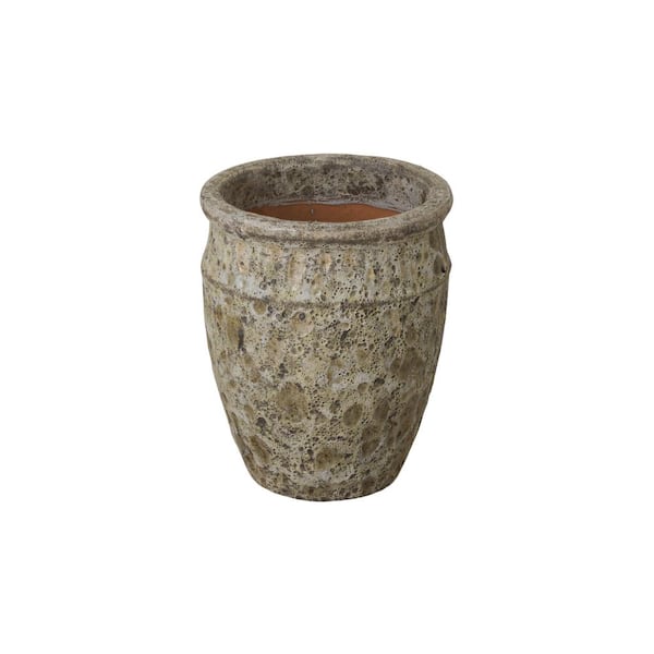 Unbranded Graphic Design 10 in. D x 12 in. H Reef Green Ceramic Round Planter with Drainage Hole