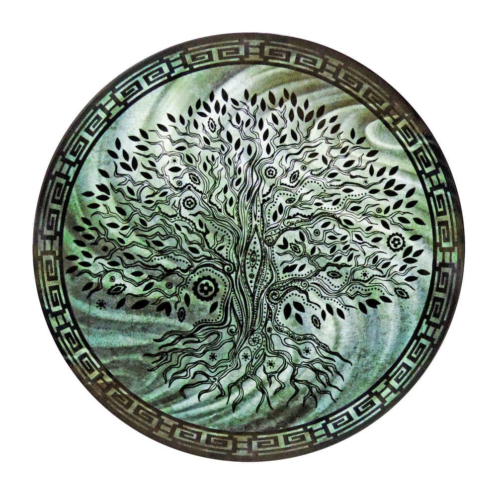 Tree Of Life Teal Round Steel Wall Art