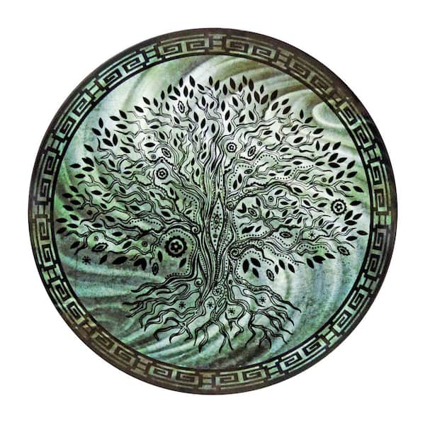 Unbranded Tree Of Life Teal Round Steel Wall Art