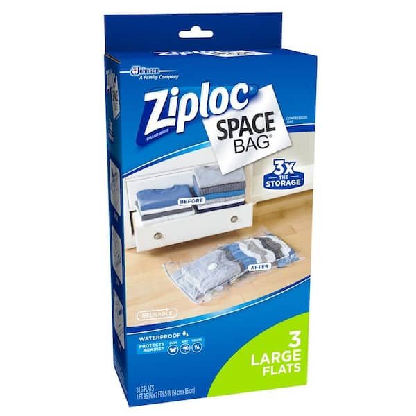 Ziploc Large Plastic Flat Space Bag, 3 per Pack (Case of 3) 70422