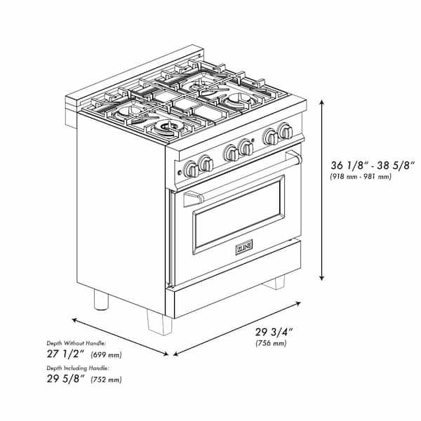 ZLINE Kitchen and Bath 30 in. 4 Burner Dual Fuel Range with Blue Gloss Door  in Fingerprint Resistant Stainless Steel RAS-BG-30 - The Home Depot