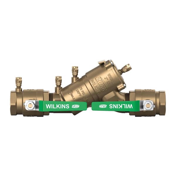 Wilkins 1-1/2 in. 950XL3 Double Check Backflow Preventer with Integral Male Flare SAE Test Fittings