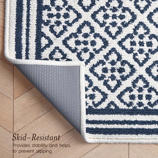 Isla 2-Tone Dusty Navy/Ivory 2 ft. x 5 ft. Geometric 2-Piece Area Rug Set