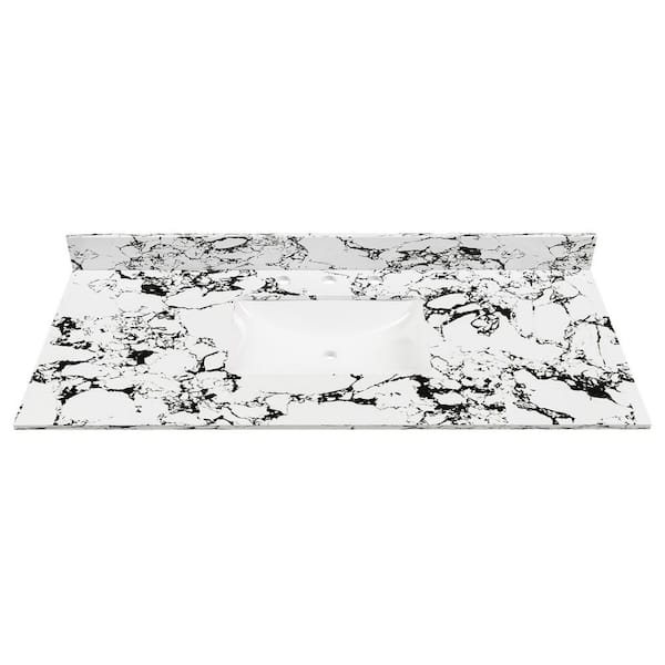 49 in. W x 22 in. D Sintered Stone Rectangular Vanity Top in Panda White with Undermount Ceramic Sink and Backsplash