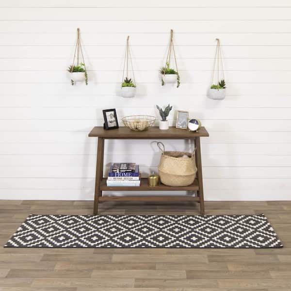 Cassady Charcoal 2 ft. x 7 ft. Diamond Indoor/Outdoor Runner Rug