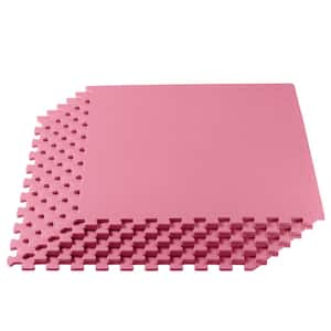 Pink 24 in. W x 24 in. L x 3/8 in. Thick Multipurpose EVA Foam Exercise/Gym Tiles 25 Tiles/Pack 100 sq. ft.
