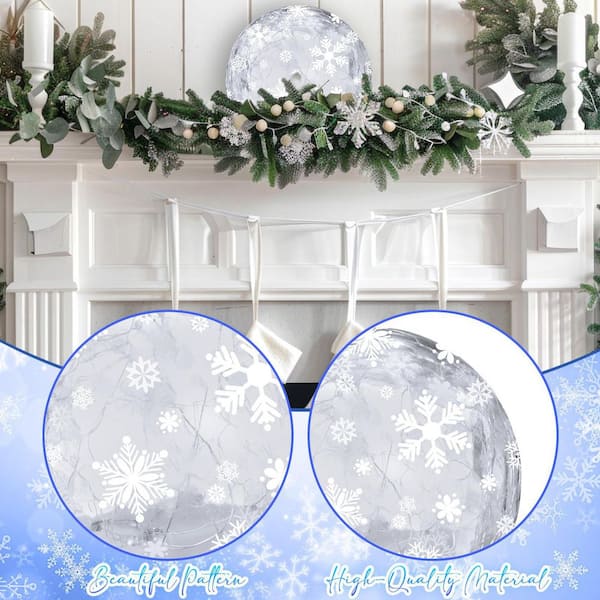 OGETFUUR 2-Piece 3.9 in. Blue Snowflake Gazing Ball Crystal Table