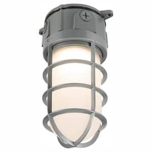Gray Outdoor Integrated LED Vapor Tight Wall or Ceiling Mount Flood Light