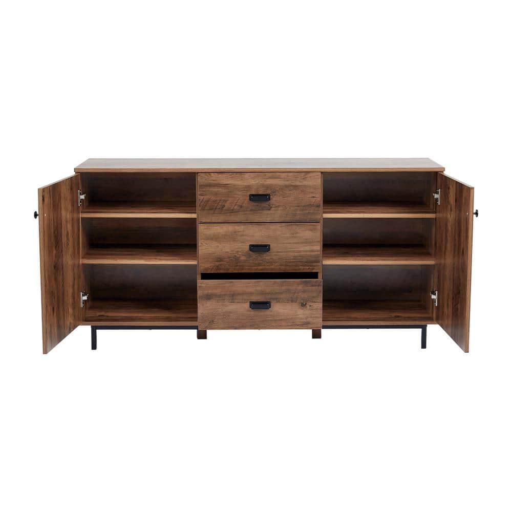 Brooklyn 59'' Brown Acacia Sideboard with Metal Legs