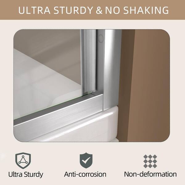 Zeafive 60 in. W x 62 in. H Double Sliding Bath Tub Shower